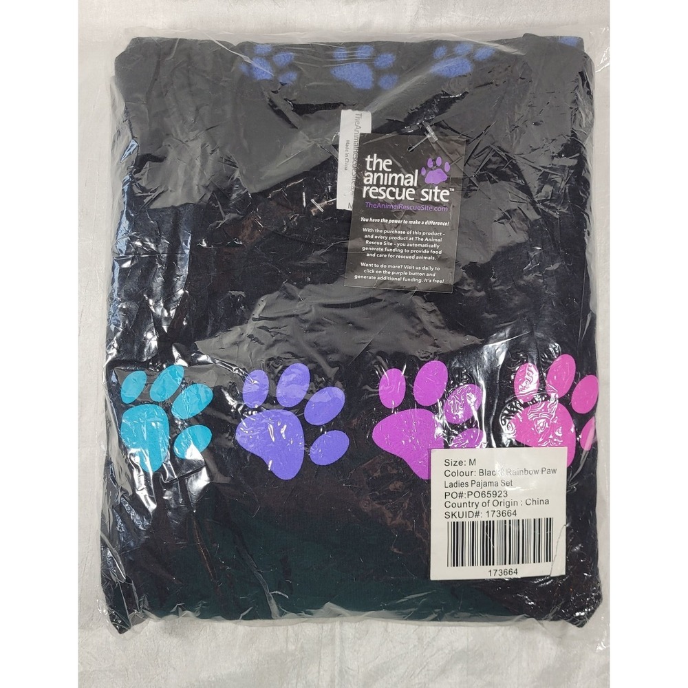 Animal Rescue Site Women's Rainbow Paw Pajama Set - Black - Medium